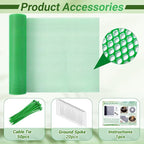 Plant Pot Grid Set, 15.7" W x 118" L Indoor Plant Protector from Cats, Cuttable Pot Soil Cover Protector from Animals with Stakes & Zip Ties for Garden Balcony, Fits Different Pot Sizes(Green)