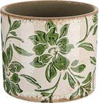Potchen Indoor Ceramic Plant Pots with Drainage Hole 5 Inch Chinese Glaze Ice Crack Flower Pot Vintage Succulent Pots Porcelain Decorative Planter for Plants Herb Home Decor(Green,Leaves Style)