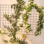 RECUTMS Artificial Hanging Willow Leaves Vine Twigs with Light 2Pc 5.7Ft Fake Silk Green Leaves Ivy Garland Faux Greenery Decoration for Indoor Outdoor Home Wedding Jungle Birthday Party Garden Table