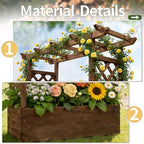 VINGLI 45 in Raised Garden Bed with Trellis & Hanging Roof, Wooden Elevated Planter Box with Drainage Holes for Outdoor Climbing Plants Vegetables Flowers, Patio Yard Balcony (Carbonized Wood, Medium)