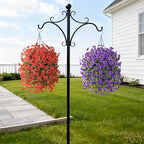 Artificial Hanging Baskets Outdoor, 4 Bundles Artificial Hanging Flowers Outdoors Spring Summer Decoration, No Fade Realistic Fake Hanging Baskets for Porch Patio Balcony Home Yard Decor