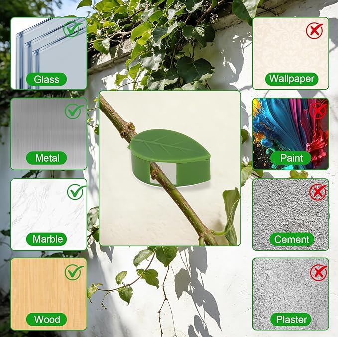 Plant Vine Wall Clips 70PCS Plant Clips for Climbing Plants with 84PCS Strong Adhesion Sticky Glues Plants Leaf Holder Garden Clip for Climbing Plants Gardening Tools Gifts for Gardeners
