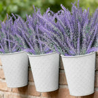 TURNMEON 10 Bundles Artificial Lavender Flowers for Outdoors Summer Decor,UV Resistant Fake Flowers Plants Flocked Faux Plastic Shrubs Wedding Bouquet Window Box Table Home Cemetery Decor(Gray Purple)