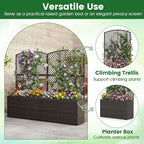HAPPYGRILL Raised Garden Bed with Trellis, 49" Wicker Planter Box w/Privacy Screen, Liner, Drainage for Patio Balcony, Outdoor PE Rattan Elevated Garden Bed for Climbing Plant Vine Flower (Brown,2)