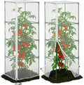 2 Pcs Garden Bird Netting for Square Plant Cage, 59" x 18" x 18" Tomato Cage Garden Net Cover with Zipper, Tomato Trellis Insect Bird Barrier Protection Mesh for Vertical Climbing Plants Vegetables