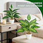 2 Pack Artificial Potted Plants, 16" Fake Plants Indoor in White Pots for Home Bathroom, Office Desk, Shelf - Realistic Faux Greenery Desk Plants for Living Room, Kitchen, Farmhouse Decor