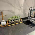 Kingbuy Plant Propagation Station with 5 Bulb Vases Retro Wooden Stand Desktop Glass Planter Terrarium for Hydroponics Plants Home Office Décor
