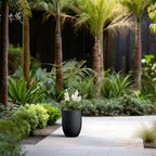 Kante 11.8 Inch Tall Concrete Planter, Large Indoor Outdoor Plant Pot with Drainage, Smooth Black Finish with Painted Interior, Ideal for Porch, Home, Garden, Patio