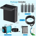 POPOSOAP Pond Waterfall Spillway with Pump Kit, 13.4" H x 12" W Stainless Steel Pond Waterfall Box with Pond Pump, Filtration, 10FT Corrugated Tubing for Outdoor Garden Pond Spillway & Pool