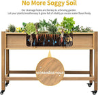 DWVO 47x18x31in Raised Garden Bed HDPE, Weather-Resistant Poly Wood Planter Box Stand, Planter Box with Legs & Lockable Wheels, Elevated Garden Bed for Backyard Patio Balcony - Brown