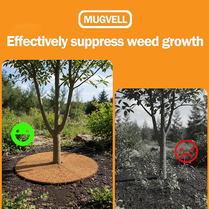 Coco Coir Mulch for Landscaping, 16 Inch Coconut Liners for Planters, 6 Pcs Coconut Fiber Tree Ring, Plant Covers from Animals,Dirt and Tree Protectors
