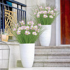 14 Bundles Artificial Flowers for Outdoors Onion Grass UV Resistant Greenery Stems Weed Artificial Fake Shrubs Grass Plant with Flowers Bushes Decoration for Indoor Outdoor Garden Office Home