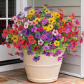 Ammyoo Artificial Flowers for Outdoors Spring Decoration, 12 Bundles Fake Flower Daisy with Realistic Eucalyptus Leaves, Faux Plants for Greenery Boxwood Porch Patio Garden Pot Lawn