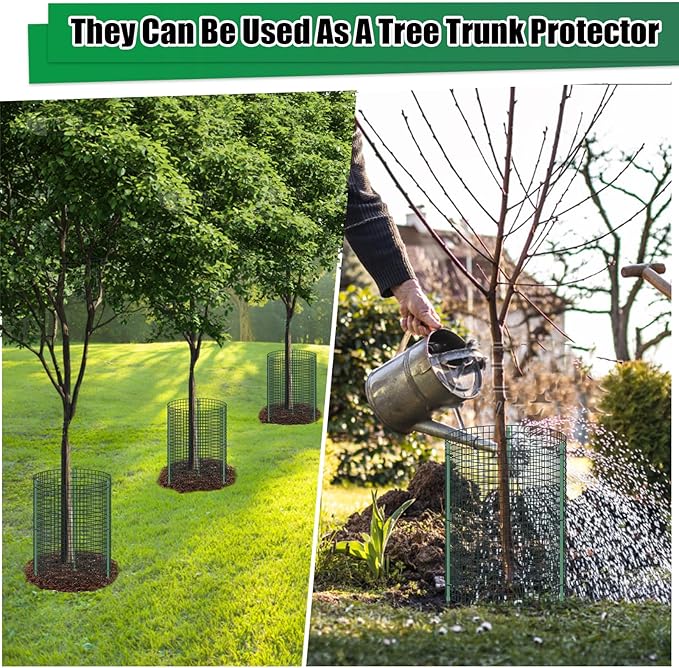 6 Set Wire Plant Protector from Animals - 12"x16" 18Pcs Metal Mesh Plant Cage Covers, Dual Secure with U-Stake & Support, Garden Rabbit Barricade Chicken Wire Cloche for Plants Shrubs Vegetable Flower