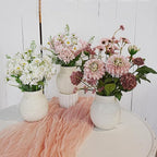 Jahe Hydrangea Artificial Flowers Mixed Potted Plant, Faux Hydrangea Flowers Fenterpieces for Tables, Fake Daisy Mixed Bouquet with Pot, Living Room Bedroom Bathroom Balcony, White
