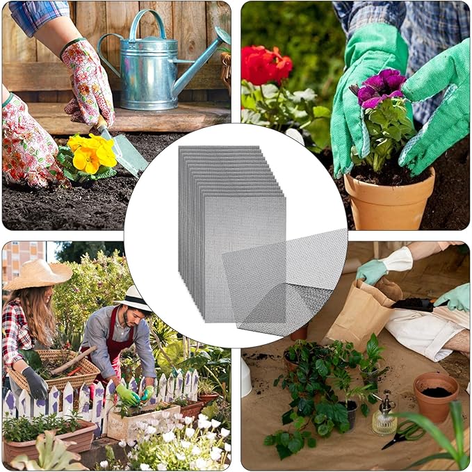 20 PCS Flower Pot Hole Mesh Pad Drainage Screens Plant Succulent Potting Mat Bonsai Meshes Pots Substrate Barrier Plants Screen Mesh Plant Pots Drainage Meshes for Preventing Soil Leakage