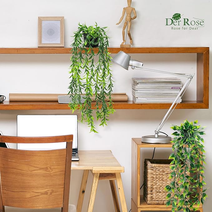 Der Rose 8Pcs Fake Plants Hanging Faux Eucalyptus Vines Artificial Hanging Plants Indoor for Room Wall Shelf Outdoor Decor