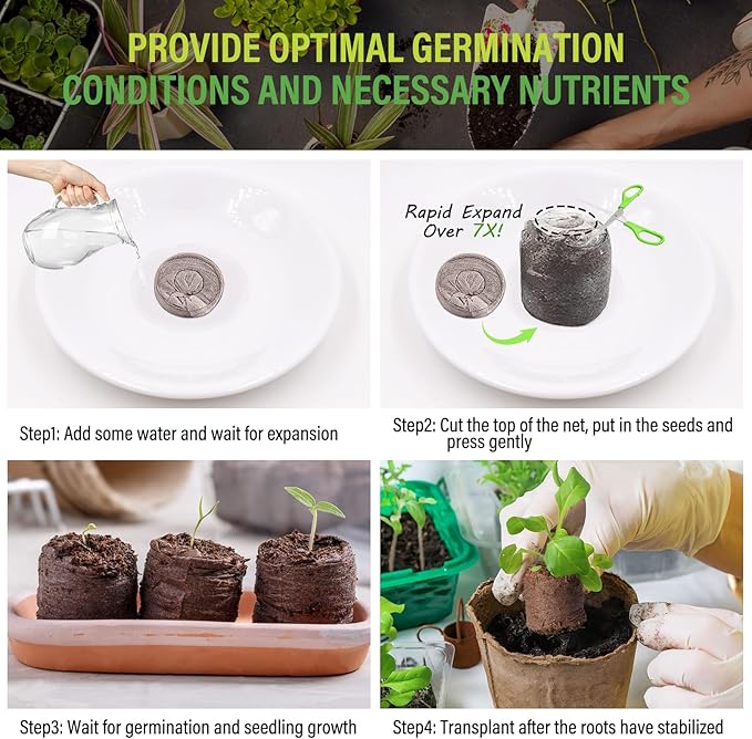 Legigo 50 PCS 30mm Coco Coir Pellets Seed Starter Pods, Compressed Seed Starting Coconut Coir Pellets Soil Plugs for Seedlings, Seeds Plant Starter Pods for Garden Planting Herbs Flowers Vegetables