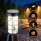 Mothers Day Gifts for Mom Wife Grandma Daughter Friends Sister, 2 Pack Outdoor Solar Floor Lamp with Plant Stand, Hummigbird Print, Solar & USB 2 Way Charging
