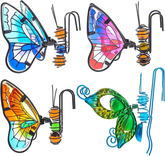 BESPORTBLE 3Pcs Butterfly Decorations for Plant Pots: Metal Stained Glass Garden Decor – Spring Outdoor Decor for Potted Plants, Aesthetic Yard & Patio Decorations Outdoor, Gift for Women