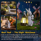 RICHIE Rabbit Statue Garden Ornaments Art Outdoor Decoration with Solar Powered LED Lights Decor for Patio,Balcony,Yard, Mum Birthday Gifts, Garden Gifts for Women, Chrismtas Gifts for Mom Grandma