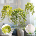 3 Packs Fake Hanging Plants with White Pots, 13" Artificial Hanging Plants for Wall Decor, Fake Plants Mandala Vine Indoor/Outdoor for Home Bathroom Bedroom Kitchen Office Room Decor