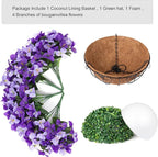 Artificial Hanging Flowers Plant with Basket for Outdoors, Silk Bougainvillea in Planters Faux Hanging Plants for Outdoor Look Real UV Resistant Flower for Outside Porch Patio Garden Home Decor, Mix