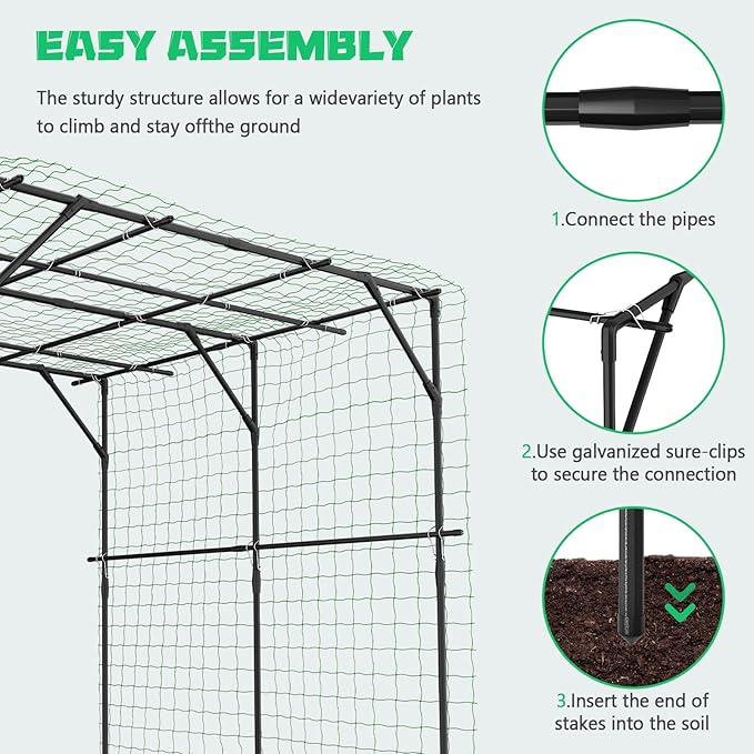 DoCred Garden Arch Trellis for Climbing Plants, 79 Inch Tall Metal Plant Support Trellis Archway for Climbing Vine Vegetable/Fruit/Flower Outdoor Yard Lawn Garden Arch Tunnel Trellis