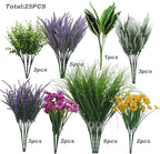 Green Moon 25 Bundles Fake Plants Outdoor with Artificial Lavender Flower UV Resistant Faux Greenery Plants for Home Planter Garden Patio Front Porch Yard Decor