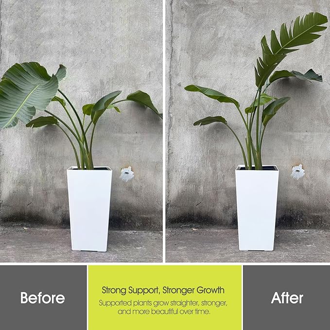 RIFNY Plant Stakes for Indoor Plants, 14 Inch Plant Support Stakes with Clips, Tall Adjustable Plant Sticks for Indoor Monstera Tomato Orchid Potted Plants Flower (10 PCS, Green)