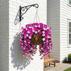 Artificial Flowers for Outdoors Fake Fuchsia Pink Morning Glory Hanging Flower Decoration, 2Pcs Realistic Faux Plants Petunias Long Trailing Vines,Spring Decor for Porch Patio Balcony Planter Yard