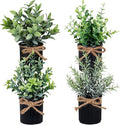 4 Potted Artificial Plants Metal Fake Potted Plant with Iron Pot Mini Greenery Decor Small Faux Plants for Indoor Farmhouse Home Porch Garden Bathroom Room Décor Black