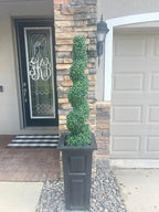 ALL SEASON GREEN 4' Spiral Boxwood Topiary Trees Artificial Outdoor Plants in Plastic Pot Front Porch Plants Set of 2