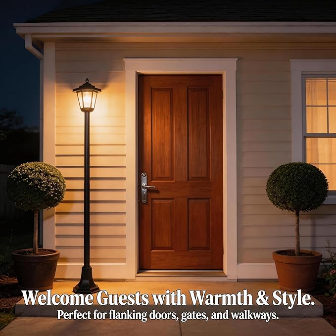 2 Pack 61" Solar Lamps Post,Solar Lamp Post Lights Waterproof Perfect for Festive Decoration in Gardens, Lawn, Patio, Front/Back Door