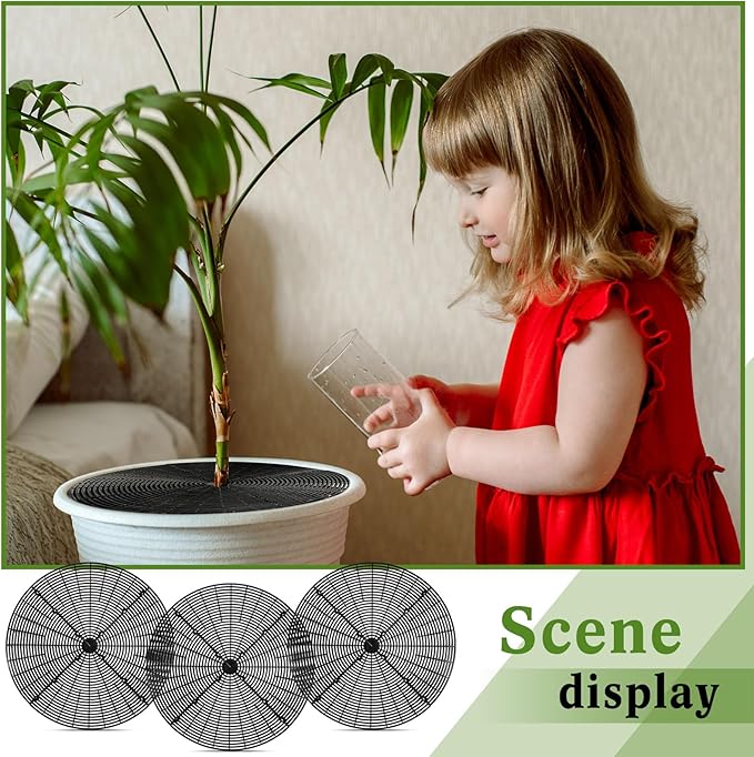 Sawysine 3 Pcs Plant Pot Cover Plant Protector from Animal Flower Pot Grid with Center Cutout Flower Cover Soil Protectors(Black,20.5 in)