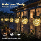 4 Pack Small Solar Lanterns Outdoor Waterproof, Cracked Glass Hanging Globe Lights for Backyard Patio Garden Pathway Balcony and Table Decor, Warm White- Gifts for Women Mom Homeowners