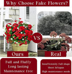 8 Bundles Artificial Geranium Flowers for Outdoors, Realistic Silk Geraniums Fake Flowers UV Resistant Faux Plants for Porch Front Door Planter Patio Balcony Outside Decor (Mixcolor)