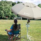AMMSUN Shade Umbrella, Premium Portable Umbrella with Stand, 6.5ft Lightweight Free Standing Canopy for Sporting Games, Adjustable Instant Sun Protection and Easy to Carry, Beige