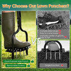 2-in-1 Lawn Aerator, Heavy Duty Manual Core Aerator Lawn Tool with 16 Iron Spikes & 4 Hollow Tines Garden Tools for Yard Grass Soil