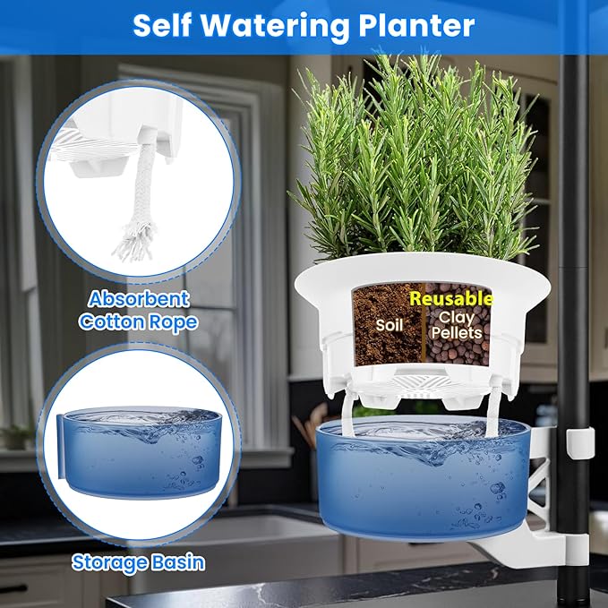 Large Plant Venus Fly Trap Terrarium Kit with Grow Light Timer&Metal Stand, African Violet Pots Self Watering Planter for Herbs,Carnivorous Plants,Gardening for Mom Garden Lover