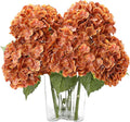 Coferset Fall Orange Hydrangea Artificial Flowers 3pcs Lifelike Faux Hydrangea Real Touch Fake Flowers for Home Wedding Christmas Office Party Living Room Decoration,22inch