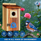 SISTERBIRD Premium Bluebird Houses for Outside, Bird Houses for Outside Suitable for Garden Decoration, Wooden Bird House, Blue Bird Houses for Outdoors Gift, Assembly Required