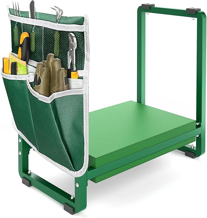 FLINTER Wider Garden Kneeler and Seat, Heavy Duty Thick Gardening Bench for Kneeling and Seat - Garden Kneelers for Seniors, Gardening Stools for Women, Grandparents, Gardeners, Green