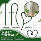 10Pcs Plant Support Stakes for Indoor Plants 16 Inches with 15 Clips, Plant Sticks for Indoor and Outdoor Plants, Tall Bendable Orchid Clips and Single Stem Flower Stakes (Green)