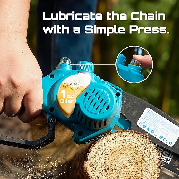 SEESII Chainsaw 6 Inch Mini Electric Chainsaw Cordless Battery Powered, 2026 Upgraded Hand Held Saw with 2x2000mAh Battery for Wood/Trees Trimming, Chain Saw Gift for Men Dad Husband Fathers Gardener