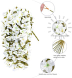 HyeFlora Bougainvillea Artificial Hanging Flowers Plants for Outdoors Decoration, 2pcs Faux Bougainvillea Vines White Fake Flowers Realistic UV Resistant Silk Flowers for Outside Planter Yard Gardens