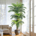 8.5ft Artificial Golden Cane Palm Tree - Large Triple Fake Palm Tree in Pot for Indoor/Outdoor, Patio, Pool, Big House, Office, Backyard, Home Decor - Green, Extra Tall