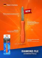 Original LÖWE Diamond file 0023 with ergonomic grip shape, fine structure with robust and durable diamond coating, for scissors, axes and tools