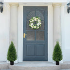 2Pack 3FT Artificial Cedar Trees in Pots, UV Resistant Faux Evergreen Plants for Indoor Outdoor Decoration, Modern Porch & Entryway Greenery