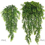Artificial Hanging Vine, Faux Plastic Leaves Ivy Plants Fake Greenery Plant UV Resistant Vines Decor for Bedroom Indoor Outdoor Home Kitchen Garden Office Wall Wedding Christmas Decoration 2 Pack